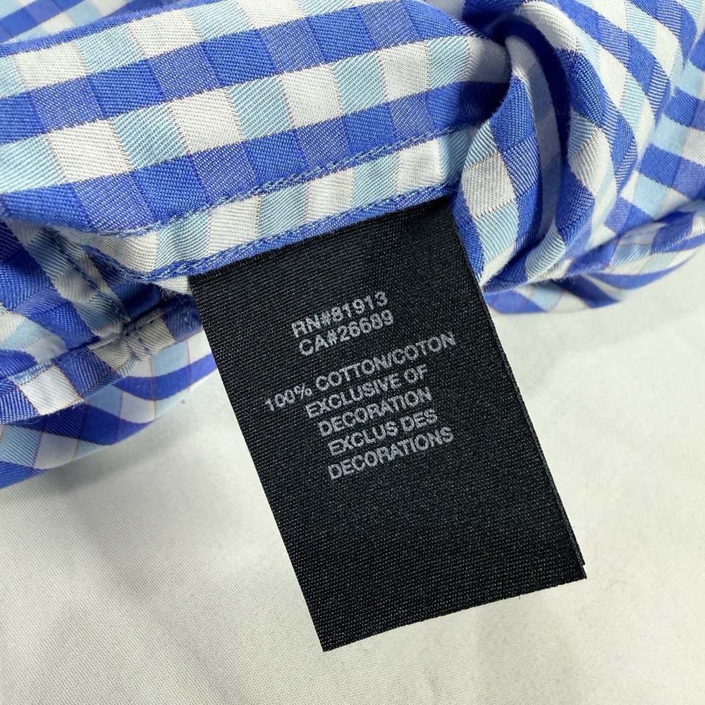 Robert Graham X Flip Cuff Button Shirt Blue Gingham Check Men's L‎ Cotton - Picture 5 of 16